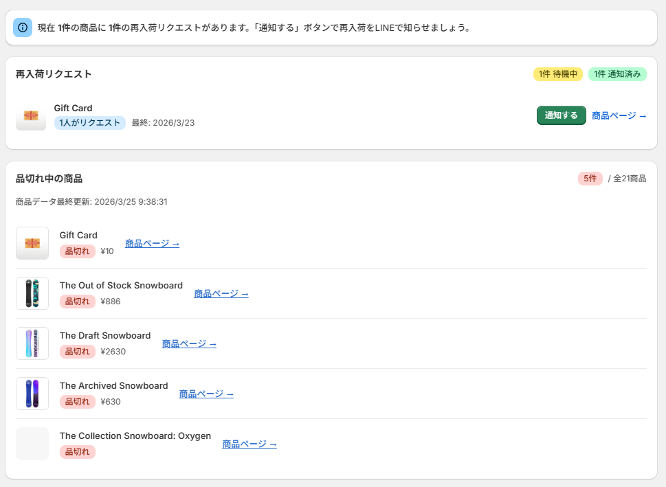 Restock Notification